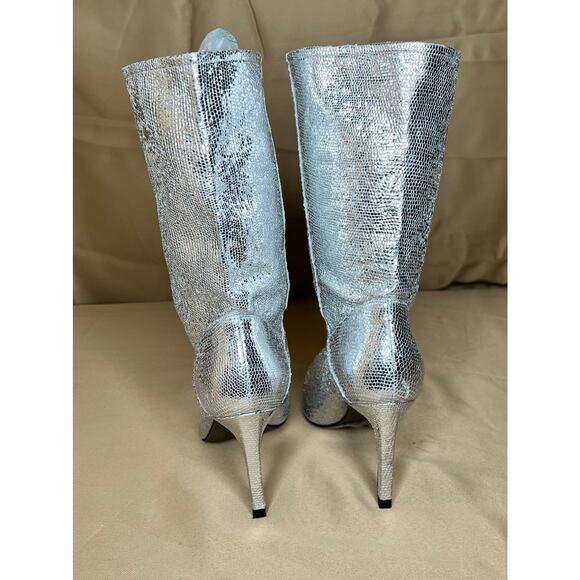 All Saints Orleans Metallic Pointed Toe Mid Calf Boots 8 - Picture 7 of 11